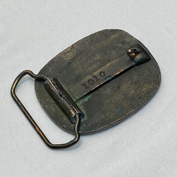 Belt Buckle Copper Brass Toned Japanese Maple Tree Leafs Design VTG Marked 1010 - Picture 11 of 12